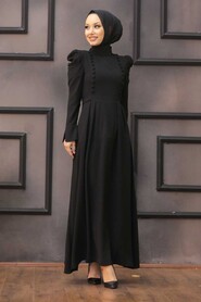 Black Hijab Evening Dress 40710S - 1