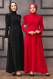 Black Hijab Evening Dress 40710S - 5