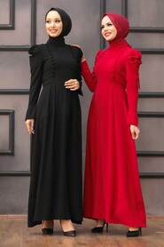 Black Hijab Evening Dress 40710S - 4