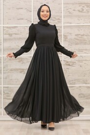 Black Hijab Evening Dress 40720S - 1