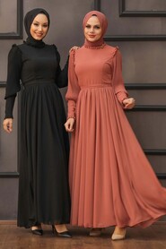 Black Hijab Evening Dress 40720S - 4