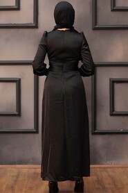  Long Black Hijab Hijab Evening Gown 43650S - 3