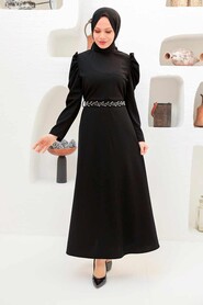 Long Black Islamic Clothing Wedding Dress 45601S - 1