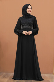  Plus Size Black Islamic Long Sleeve Dress 50060S - 1