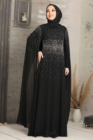 Black Hijab Evening Dress 50120S - 1