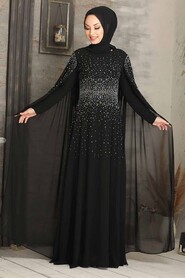 Black Hijab Evening Dress 50120S - 2