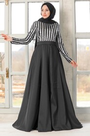 Black Hijab Evening Dress 5152S - 1