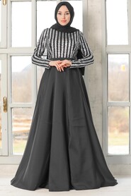 Black Hijab Evening Dress 5152S - 2