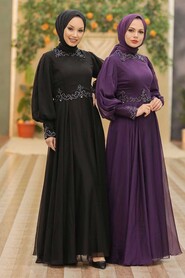 Black Hijab Evening Dress 52779S - 3