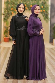Black Hijab Evening Dress 52779S - 4
