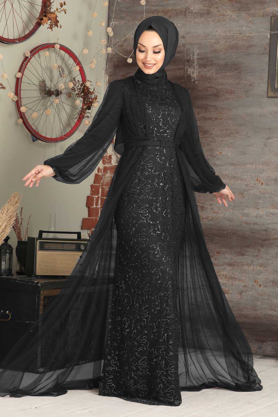 Luxury Gold Hijab Wedding Dress 23221GOLD - Neva-style.com