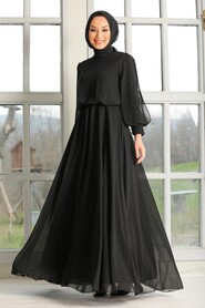  Plus Size Black Islamic Evening Dress 54030S - 1