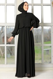  Plus Size Black Islamic Evening Dress 54030S - 2