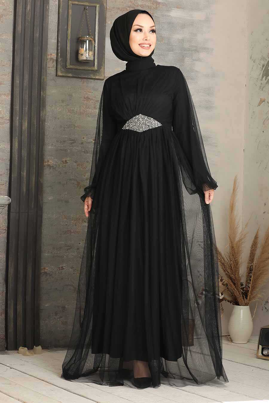 Neva Style - Stylish Black Modest Evening Gown 54230S