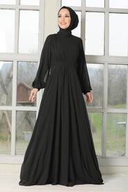 Black Hijab Evening Dress 54380S - 1