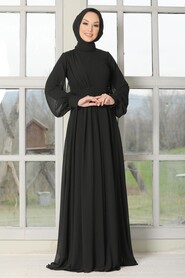 Black Hijab Evening Dress 54380S - 2