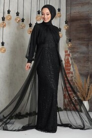  Black Turkish Hijab Prom Dress 5441S - 1