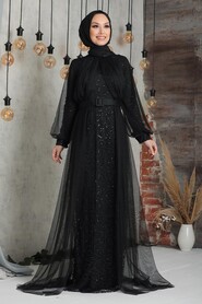  Black Turkish Hijab Prom Dress 5441S - 2