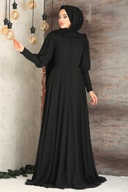Black Hijab Evening Dress 54551S - 1