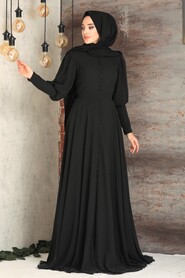 Black Hijab Evening Dress 54551S - 2