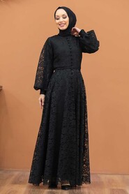  Modern Black Islamic Clothing Engagement Dress 5477S - 1