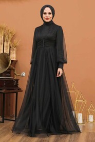  Plus Size Black Islamic Wedding Gown 5478S - 1