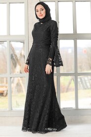 Black Hijab Evening Dress 5487S - 2