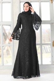 Black Hijab Evening Dress 5487S - 3