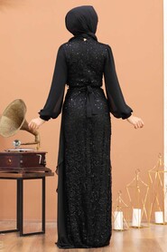  Elegant Black Islamic Clothing Prom Dress 5516S - 4