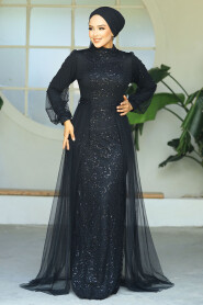  Long Sleeve Black Modest Evening Gown 5632S - 3