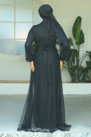  Long Sleeve Black Modest Evening Gown 5632S - 4