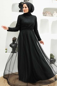 Neva Style - Plus Size Black Muslim Dress 56641S - Thumbnail