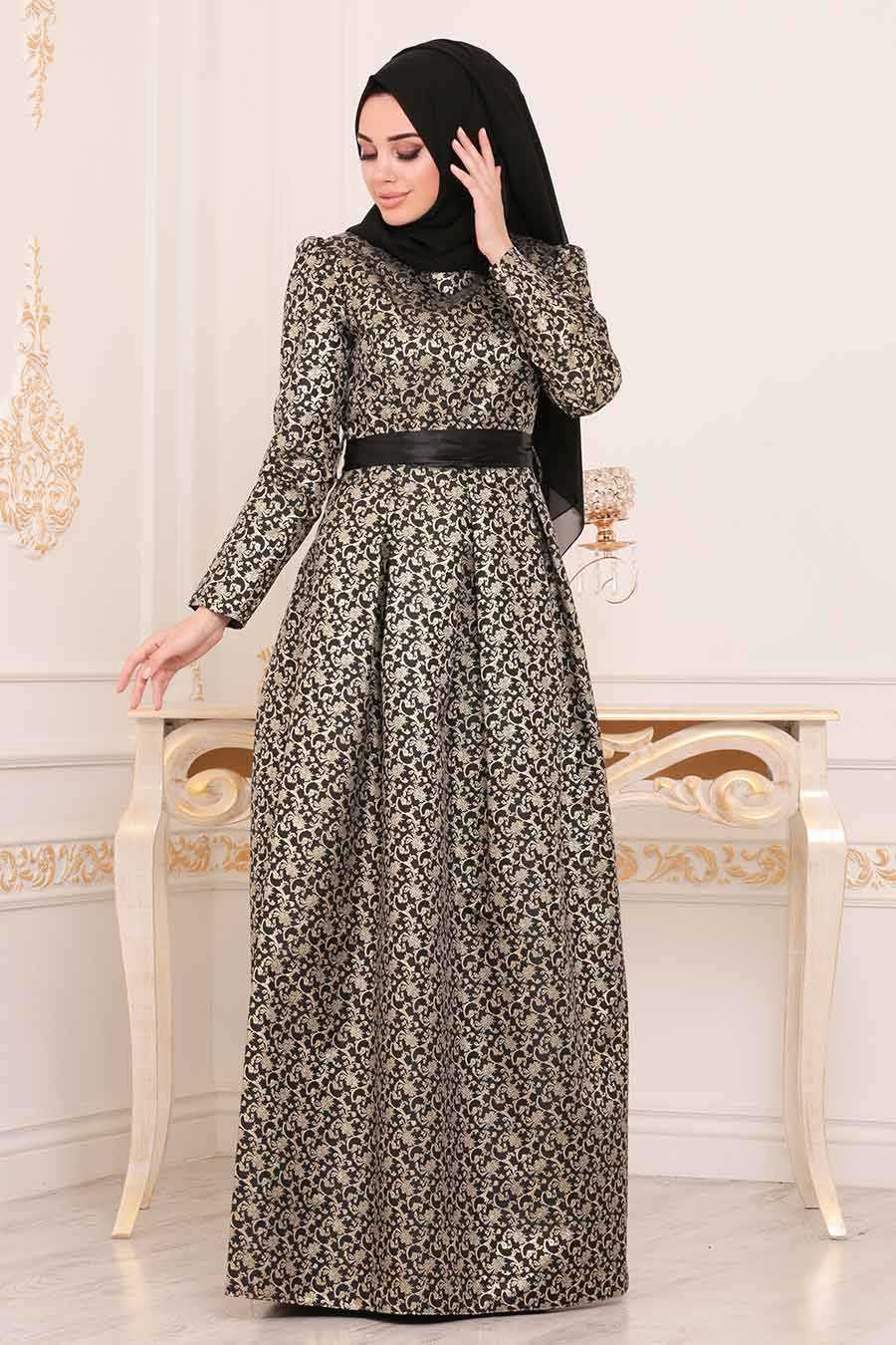 Neva Style - Long Black Islamic Dress 82446S