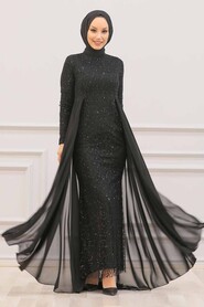  Plus Size Black Modest Wedding Dress 90000S - Thumbnail