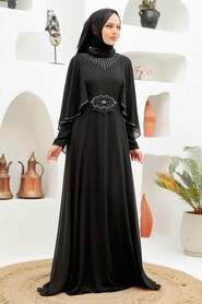 Modern Black Modest Bridesmaid Dress 91501S - 1