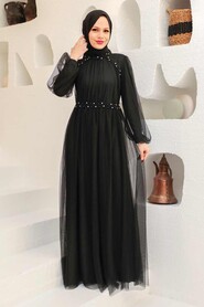 Black Hijab Evening Dress 9170S - 1