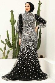  Elegant Black Hijab Wedding Gown 952S - 2