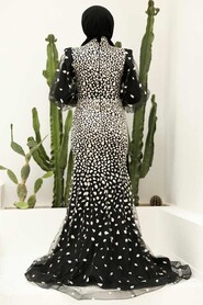  Elegant Black Hijab Wedding Gown 952S - 3