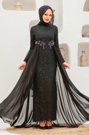  Stylish Black Hijab Wedding Gown 9105S - 1