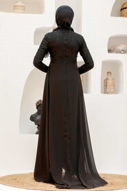  Stylish Black Hijab Wedding Gown 9105S - 4