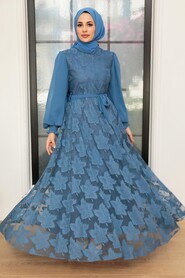 İndigo Blue Hijab Dress 1063IM - NEVA STYLE