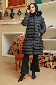 Black Hijab İnflatable Coat 13502S - 3