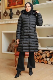 Black Hijab İnflatable Coat 13502S - 2
