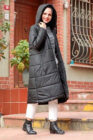 Black Hijab İnflatable Coat 5120S - 1