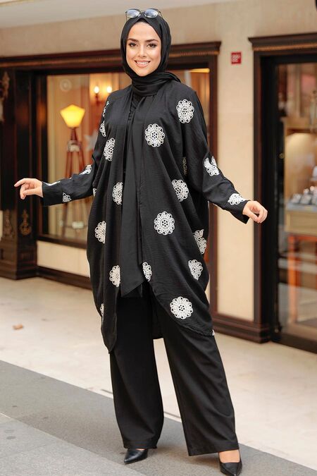 Black Hijab Kimono 6427S - NEVA STYLE