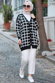 Black Hijab Knitwear Cardigan 2430S - 1