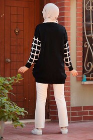 Black Hijab Knitwear Cardigan 2430S - 4