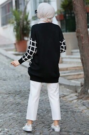 Black Hijab Knitwear Cardigan 2430S - 2