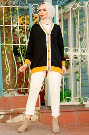 Black Hijab Knitwear Cardigan 2474S - 1