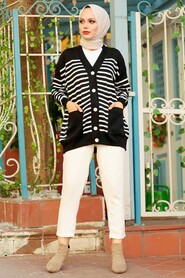 Black Hijab Knitwear Cardigan 2684S - 2